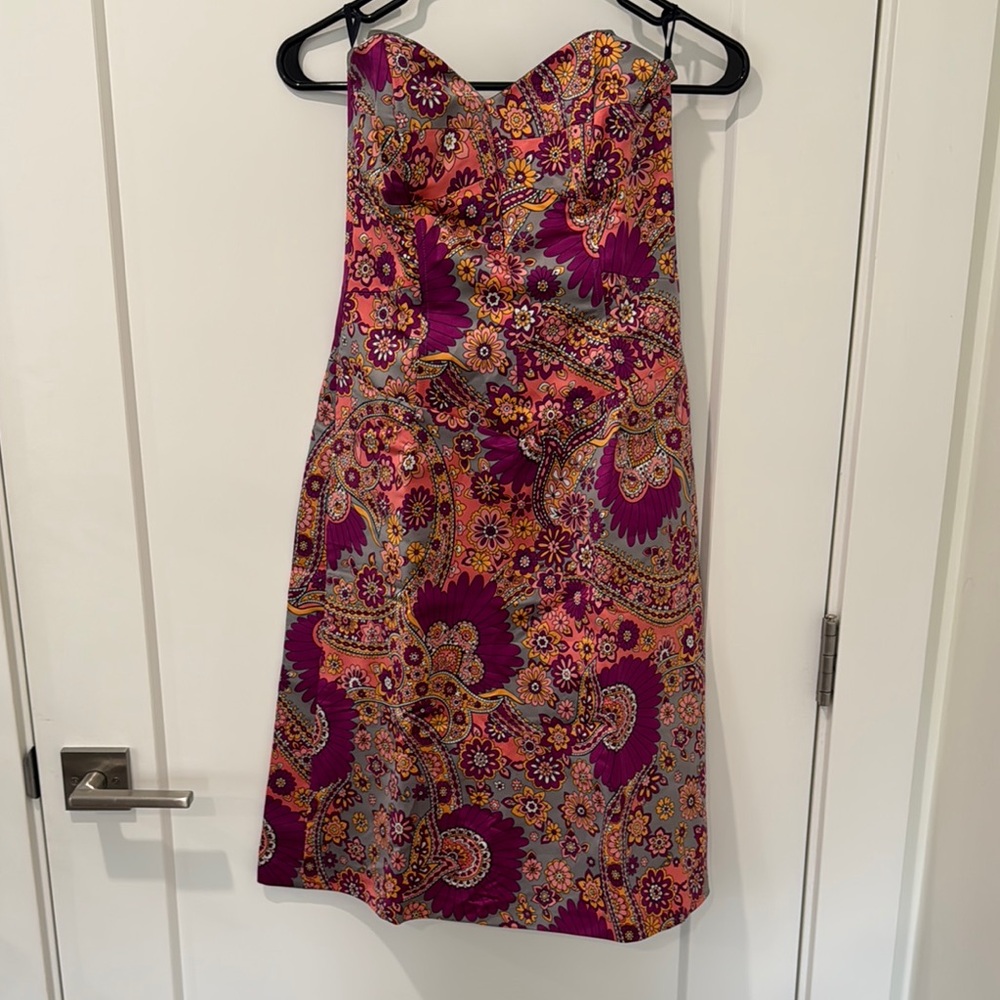 100% silk Y2K Floral Strapless Dress